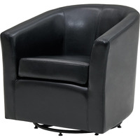 New Pacific Direct Hayden Swivel Bonded Leather Tub Chair,Black