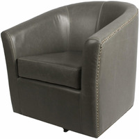 New Pacific Direct Ernest Bonded Leather Swivel Chair,Vintage Gray,Fully Assembled