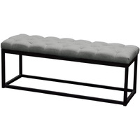 Diamond Sofa Mateo Small Linen Tufted Bench in Gray