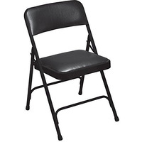 National Public Seat Home Office Decorative Vinyl Upholstered Premium Folding Chair Black - 4 Pack