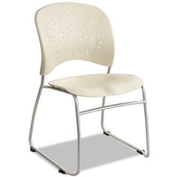 Rve Series Guest Chair With Sled Base, Latte Plastic, Silver Steel, 2/CT