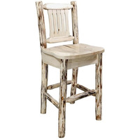 Montana Woodworks Montana Collection Counter Height Barstool with Back, Clear Lacquer Finish