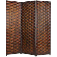 HomeRoots 72" X 63" Brown Wood 3 Panel Screen