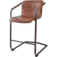 New Pacific Direct Indy PU Leather Counter, Set of 2 Bar & Counter Stools, Antique Cigar Brown