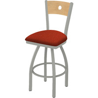 830 Voltaire 25" Swivel Counter Stool with Anodized Nickel Finish, Natural Back and Graph Poppy Seat