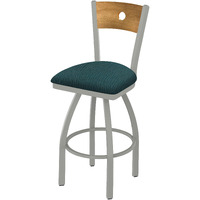 830 Voltaire 25" Swivel Counter Stool with Anodized Nickel Finish, Medium Back and Graph Tidal Seat