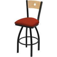 830 Voltaire 25" Swivel Counter Stool with Black Wrinkle Finish, Natural Back and Graph Poppy Seat