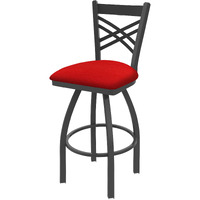 820 Catalina 25" Swivel Counter Stool with Pewter Finish and Canter Red Seat