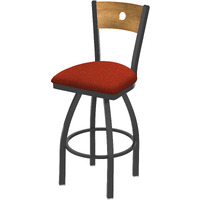 830 Voltaire 25" Swivel Counter Stool with Pewter Finish, Medium Back and Graph Poppy Seat