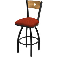 830 Voltaire 25" Swivel Counter Stool with Black Wrinkle Finish, Medium Back and Graph Poppy Seat