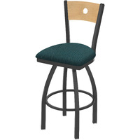 830 Voltaire 25" Swivel Counter Stool with Pewter Finish, Natural Back and Graph Tidal Seat