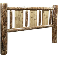 Montana Glacier Country King Headboard with Stained and Lacquered MWGCKHBLZWOLF