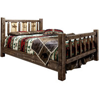 Montana Woodworks Homestead Collection Full Bed w/Laser Engraved Bronc Design, Stain & Clear Lacquer Finish