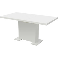 vidaXL Gloss White Dining Table, Extendable and Rectangular, Made of Resistant MDF and Steel, Modern Design for Smaller Kitchens and Eating Areas