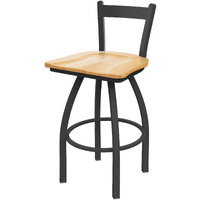 821 Catalina 25" Low Back Swivel Counter Stool with Pewter Finish and Natural Oak Seat