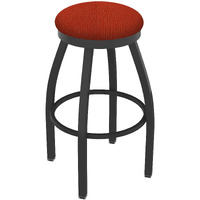 802 Misha 25" Swivel Counter Stool with Pewter Finish and Graph Poppy Seat