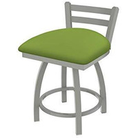 411 Jackie 18" Low Back Swivel Vanity Stool with Anodized Nickel Finish and Canter Kiwi Green Seat