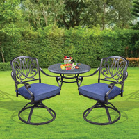 iPatio Athens Patio Swivel Rocker Chairs with Cushion, All-Weather, Durable, and Comfortable Outdoor Aluminum Armchairs, Set of 2 (Dessert Night, Navy Blue)