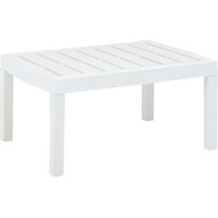 vidaXL White Patio Table - Plastic Outdoor Lounge Table - Lightweight, Weather-Resistant, Easy-to-Clean - Garden, Patio, Campsite Furniture - 30.7"x21.7"x15"