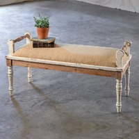 Long Bench with Cushioned Seat