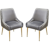 Diamond Sofa Quinn 2 Grey Velvet Fabric/Metal Side Chairs