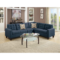 simple relax 4 Piece Linen-Like Fabric Modular Sectional Sofa, Navy