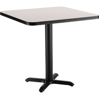 National Public Seating NPS 36" Square Cafe Table with X Base, 30" Height, Particleboard Core/T-Mold, Grey Nebula Top, Black Frame