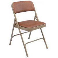 National Public Seating 1203 Vinyl Upholstered Premium Folding Chair Honey Brown with Beige Frame- Set of 4