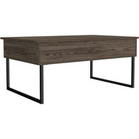 Viena Lift Top Coffee Table, Flexible Shelf, 2 Legs, Dark Walnut