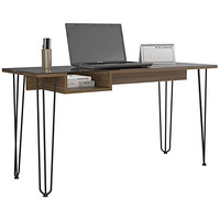 Arizona 140 Writing Desk with 4 Hairpin Legs and Open Shelf, Mahogany