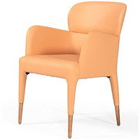 HomeRoots Orange Faux Leather, Metal Peach Rosegold Dining Chair