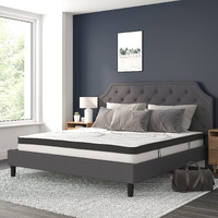 Flash Furniture Upholstered Platform Bed/Mattress Set, King, Dark Gray