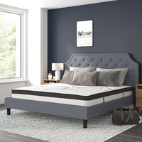 Flash Furniture Upholstered Platform Bed/Mattress Set, King, Light Gray