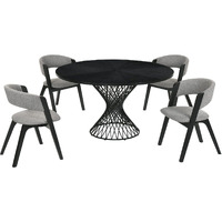 Armen Living Cirque Rowan 5 Piece Black Dining Set