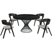 Armen Cirque Jackie 5 Piece Black Dining Table and Chair Set