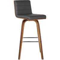 HomeRoots Wood, Faux Leather/Leatherette, Stainless Steel 26 Gray Faux Leather Wooden Swivel Bar Stool