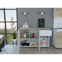 HomeRoots White - Pine Sleek and Modern White Pine Kitchen Island Cart