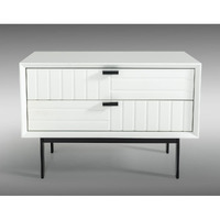 HomeRoots White Matte Contemporary Nightstand with Two Drawers