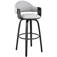 HomeRoots Gray 30" Rich Grey Faux Leather Walnut Wood Bar Stool