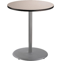 National Public Seating NPS 36" Round Cafe Table with Round Base, 42" Height, Particleboard Core/T-Mold, Grey Nebula Top, Grey Frame