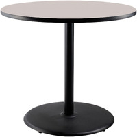 National Public Seating NPS 36" Round Cafe Table with Round Base, 36" Height, Particleboard Core/T-Mold, Grey Nebula Top, Black Frame