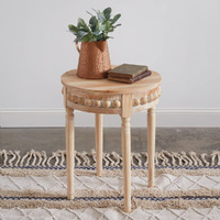 CTW Home Collection Wood Beaded Round Side Table, 25-inch Height, Home Furniture