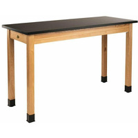 National Public Seating B449383 Science Lab Table with Chemical Resistant Top - Black with Oak Legs - 72 x 30 x 36 in., 1