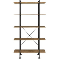 HomeRoots 486323 73 in. Metal Five Tier Etagere Bookcase Brown & Black