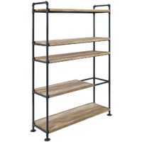 HomeRoots 486321 65 in. Brown & Black Metal Five Tier Etagere Bookcase