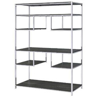 HomeRoots 486295 72 in. Metal Seven Tier Geometric Bookcase Gray & Silver