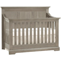 HomeRoots 530234 Solid & Manufactured Wood Standard Four in One Convertible Crib Ash Gray