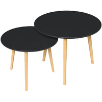 HomeRoots 529145 20 in. Wood Brown & Black Round Nested Tables - Set of 2