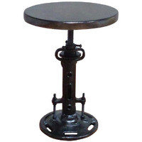 HomeRoots 517840 14 x 13 x 13 in. Black Round Industrial Adjustable Wood & Metal Stool