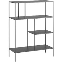 HomeRoots 527558 48 in. Metal Four Tier Geometric Bookcase Gray